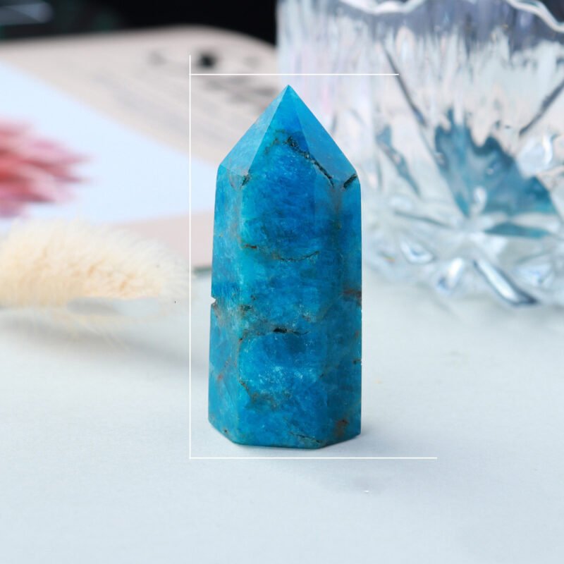 Natural Blue Apatite Crystal Stone Hexagonal - Image 3