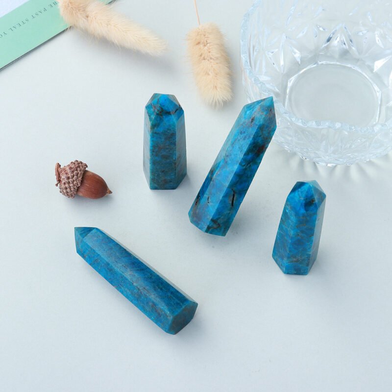 Natural Blue Apatite Crystal Stone Hexagonal