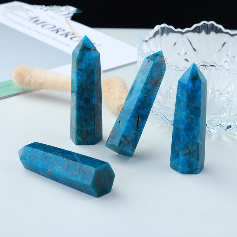 Natural Blue Apatite Crystal Stone Hexagonal - Image 2