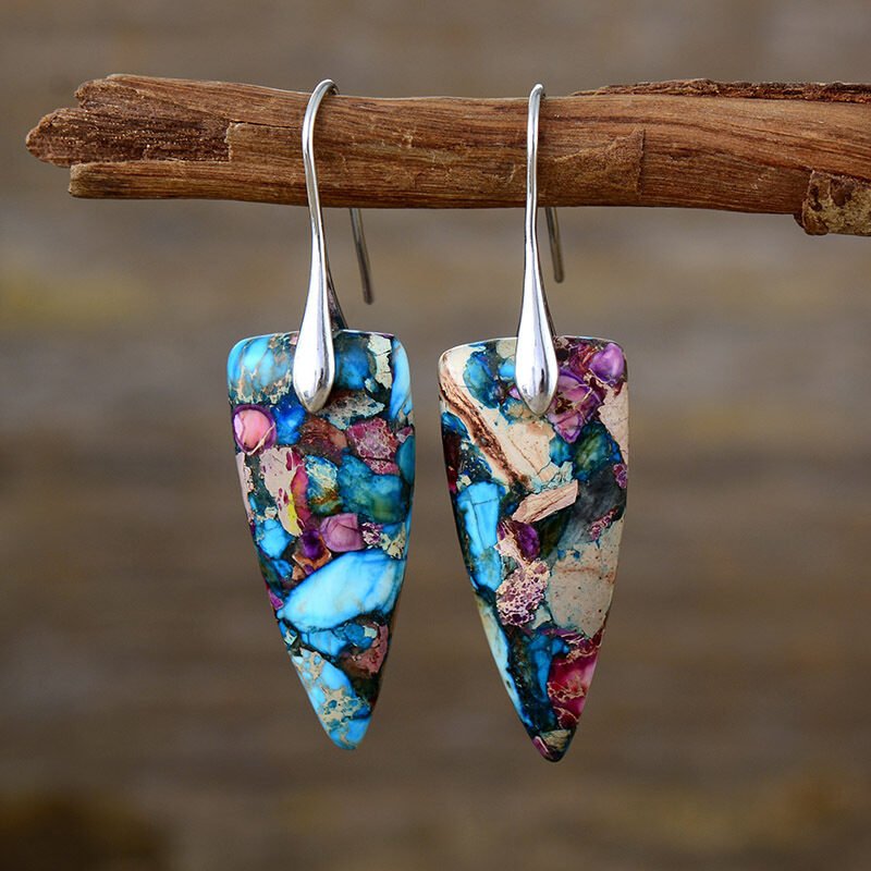 Bohemia Natural Stone Geometry Eardrops Earrings - Image 2