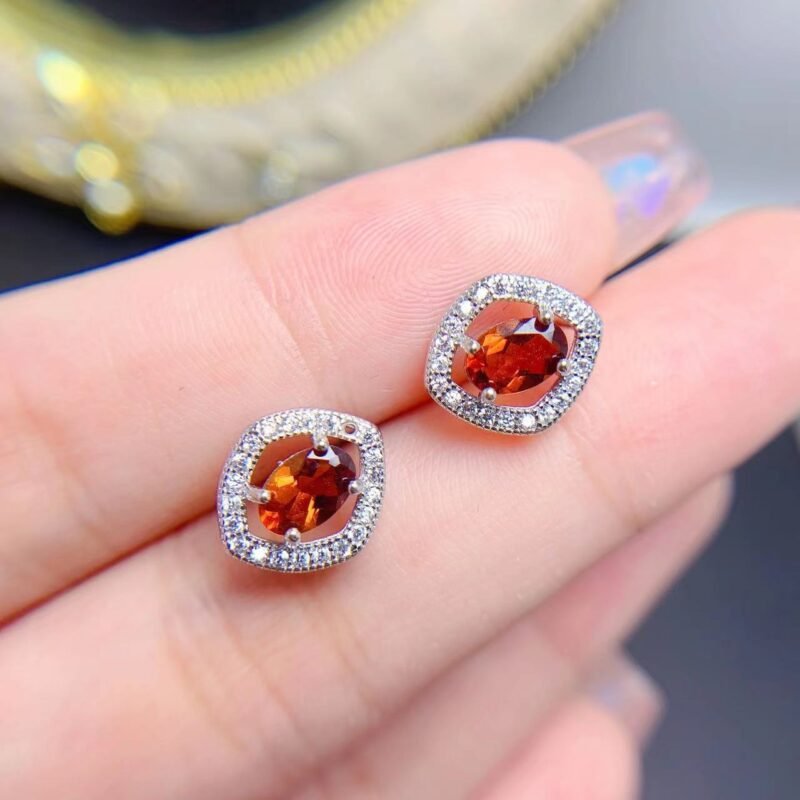 Natural Citrine 925 Silver Stud Earrings - Image 3