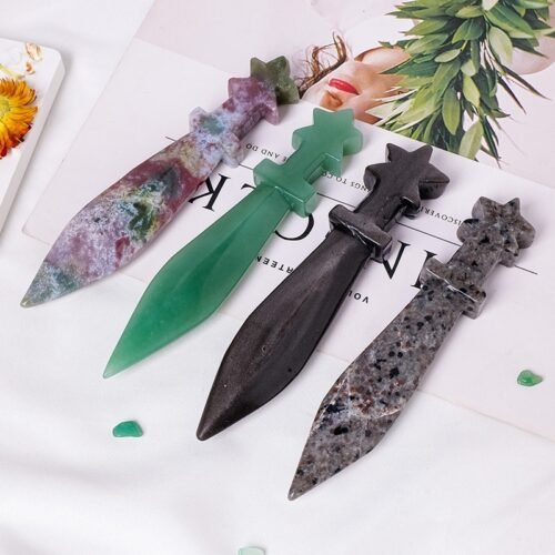 Natural Crystal Stone Dagger Sculpture - Image 1