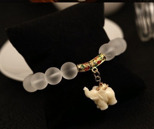 Elephant Pendant Natural White Crystal - Image 4