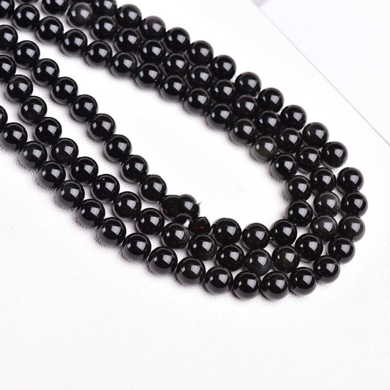 Natural Crystal Polished Obsidian Round Beads - Image 4