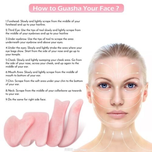 Whole Massage Gua Sha Tools Natural Rose Quartz Massage - Image 9