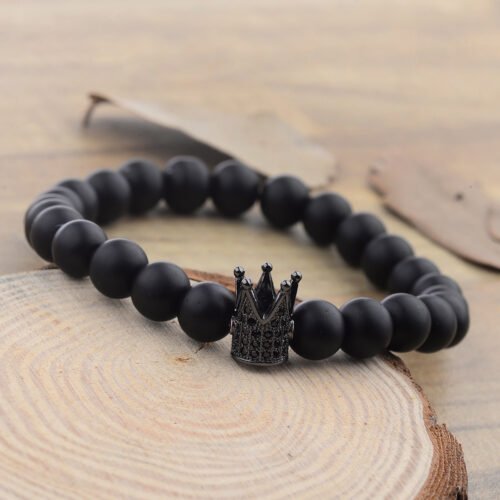 King and Queen Zircon Crown 8mm Couple Bracelet - Image 6