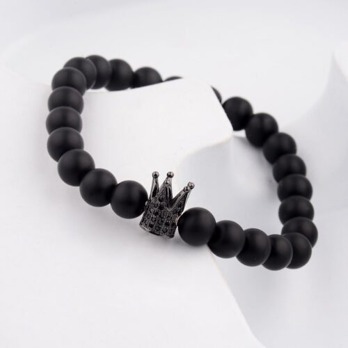 King and Queen Zircon Crown 8mm Couple Bracelet - Image 5