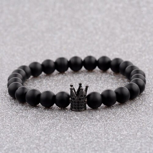 King and Queen Zircon Crown 8mm Couple Bracelet - Image 3