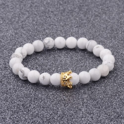 King and Queen Zircon Crown 8mm Couple Bracelet - Image 2
