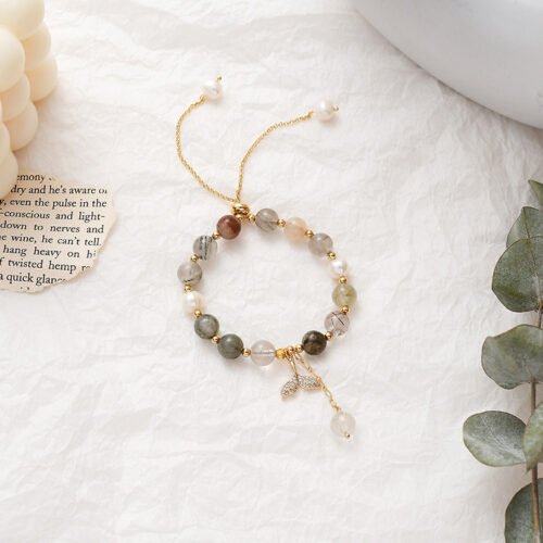 Natural Stone Bracelet Strawberry Crystal Freshwater Pearl Mixed Chain Bracelet - Image 3