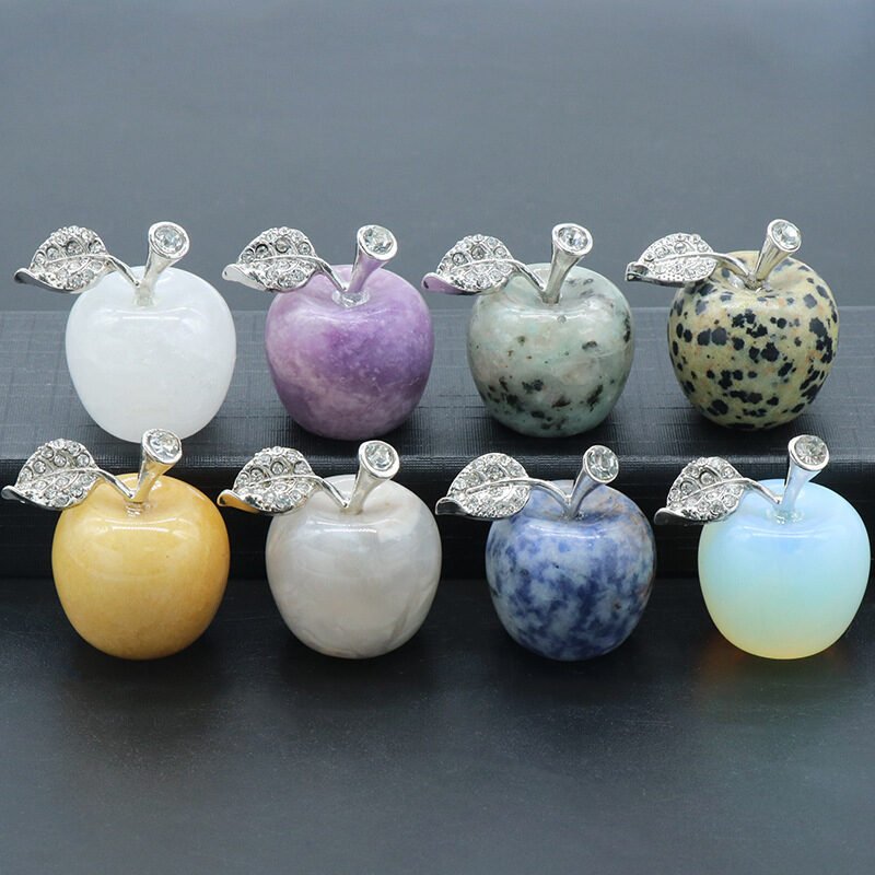 Natural Crystal Stone Apple Ornament