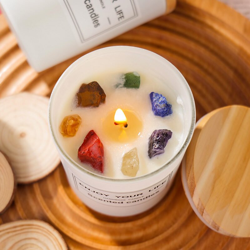 Natural Crystal Stone Aromatherapy Candle Soy