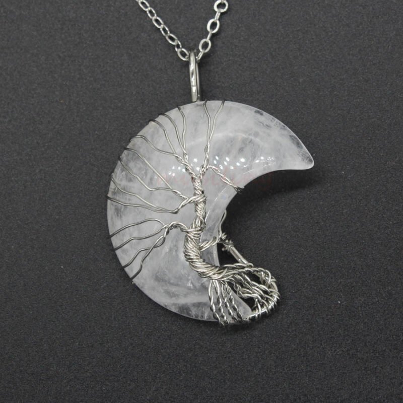 Natural Crystal Moon Pendant - Image 7