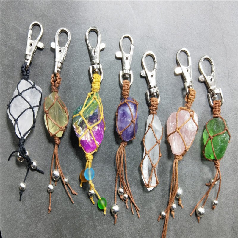 Natural Crystal Rough Stone Keychain