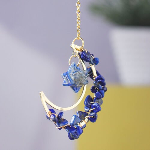 Natural Crystal Gravel Moon Necklace - Image 3