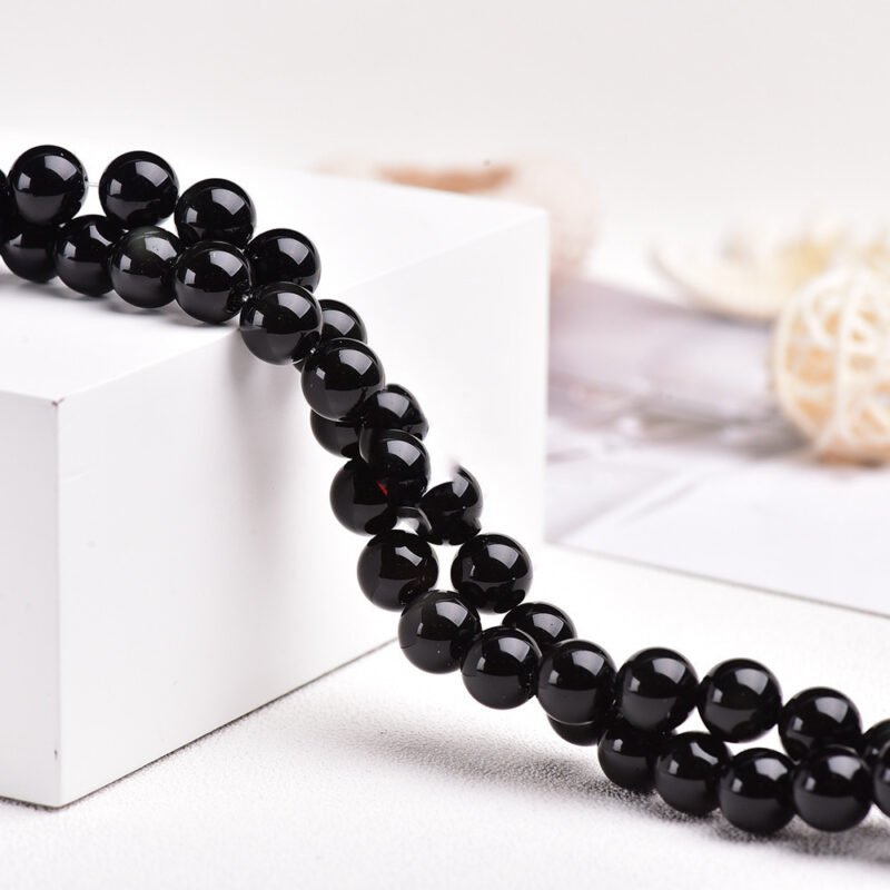 Natural Crystal Polished Obsidian Round Beads