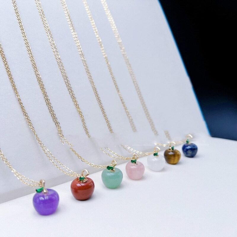 Natural Crystal Little Apple Pendant Necklace