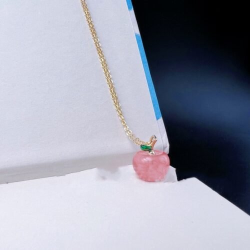 Natural Crystal Little Apple Pendant Necklace - Image 2