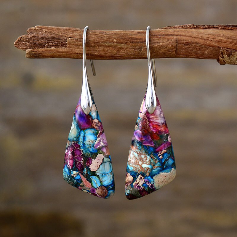 Bohemia Natural Stone Geometry Eardrops Earrings - Image 3