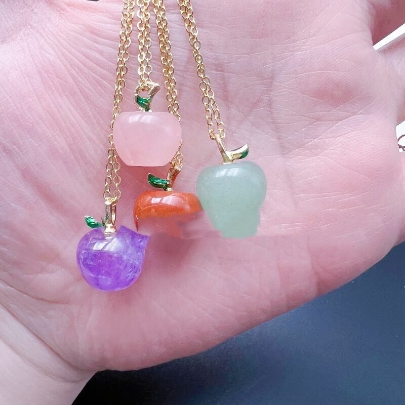 Natural Crystal Little Apple Pendant Necklace - Image 5