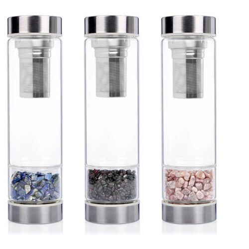 Glass Water Cup Natural Gravel Crystal With Strainer - Image 7