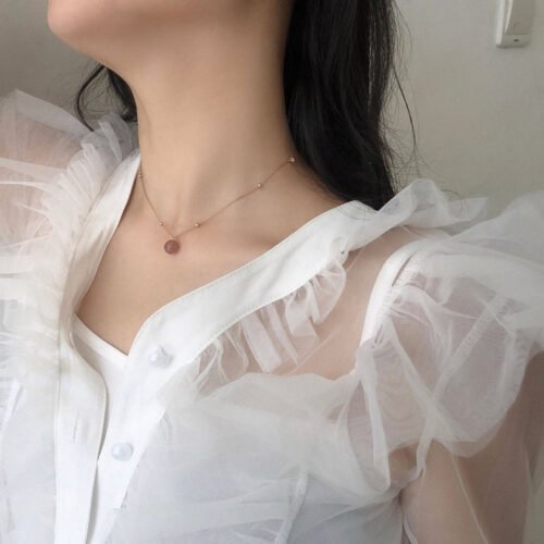 Natural Pink Crystal Necklace - Image 5