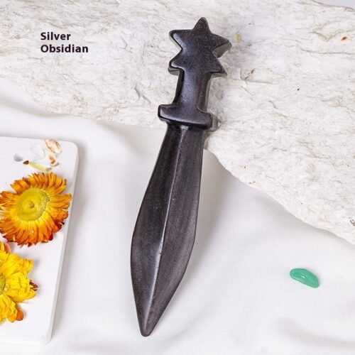 Natural Crystal Stone Dagger Sculpture - Image 2