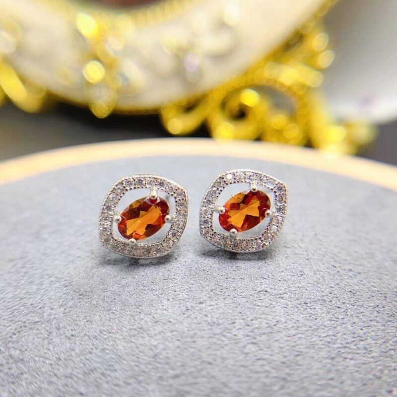 Natural Citrine 925 Silver Stud Earrings - Image 5