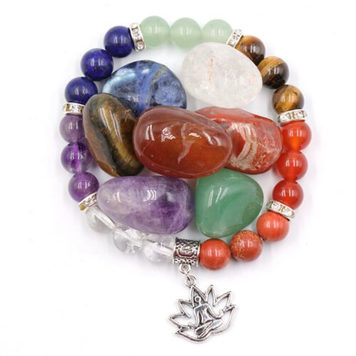 Natural Colorful Rough Stone And Bracelet Set - Image 4