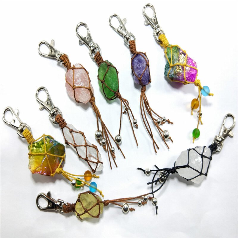 Natural Crystal Rough Stone Keychain - Image 3