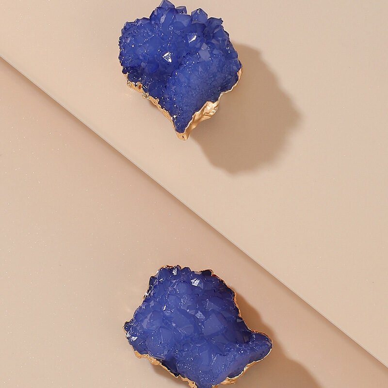 Natural Crystal Ear Stud Earrings - Image 4