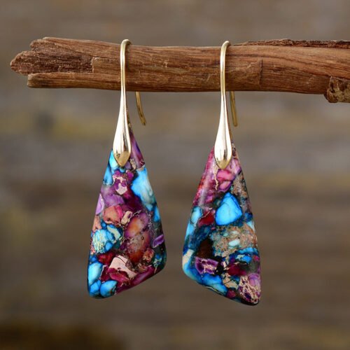 Bohemia Natural Stone Geometry Eardrops Earrings - Image 4