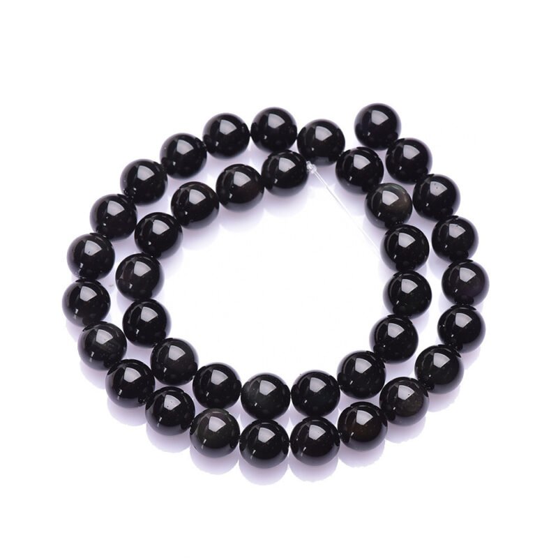 Natural Crystal Polished Obsidian Round Beads - Image 5