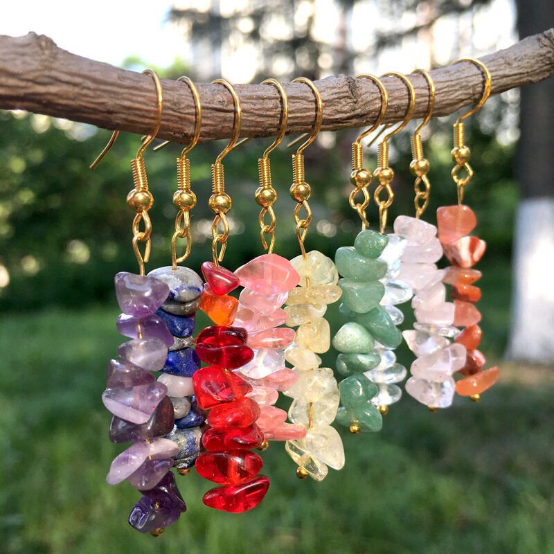 Handmade Natural Crystal Stone Earrings