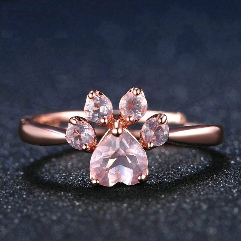 ROSE QUARTZ PAW RING