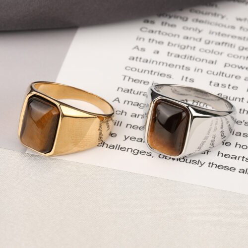 Tiger Eye Stone Ring Stainless Steel - Image 3