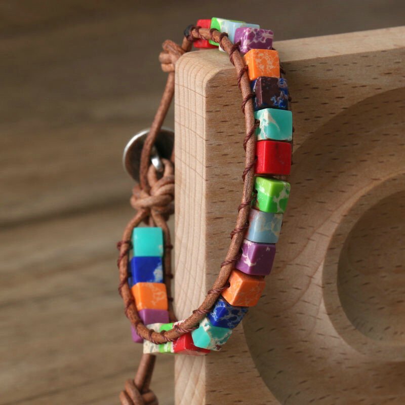 Square Emperor Style Stone Woven Bracelet - Image 4