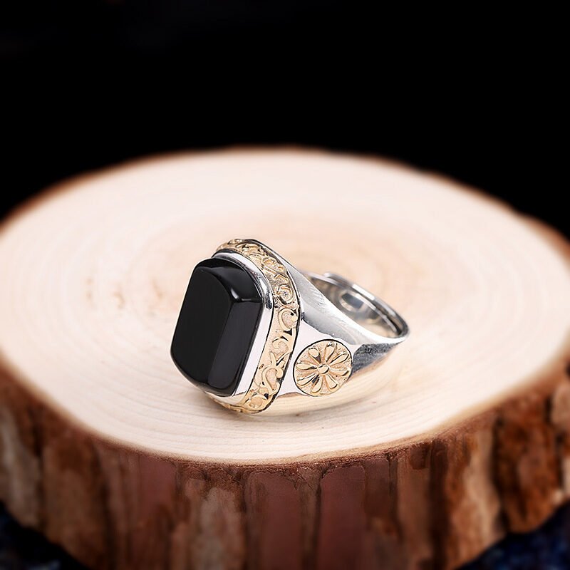 Personalized Men's Black Onyx Ring