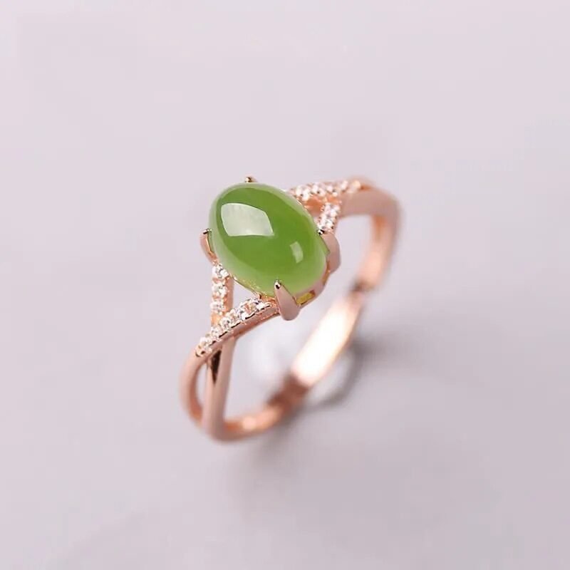 Rose Gold Inlaid Jasper Egg Ring - Image 4