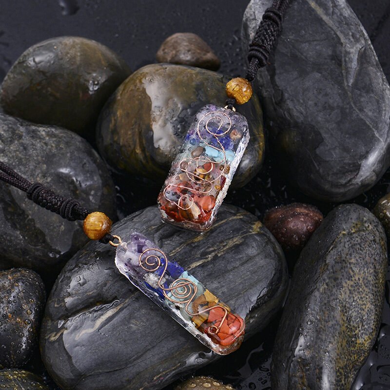 Natural Crystal Orgonite Seven Vein Necklace