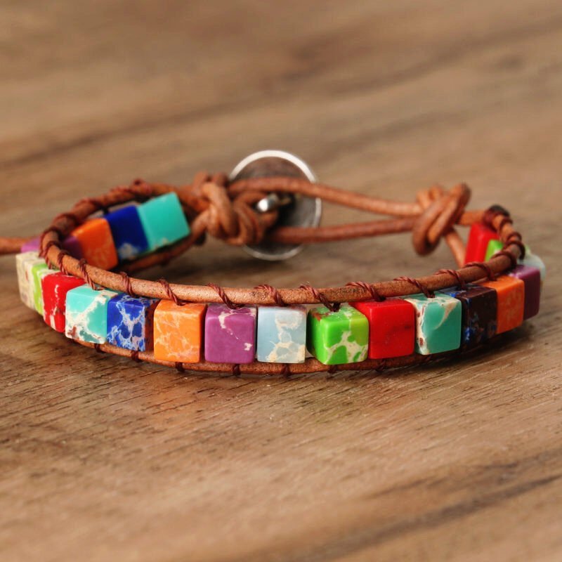 Square Emperor Style Stone Woven Bracelet - Image 5