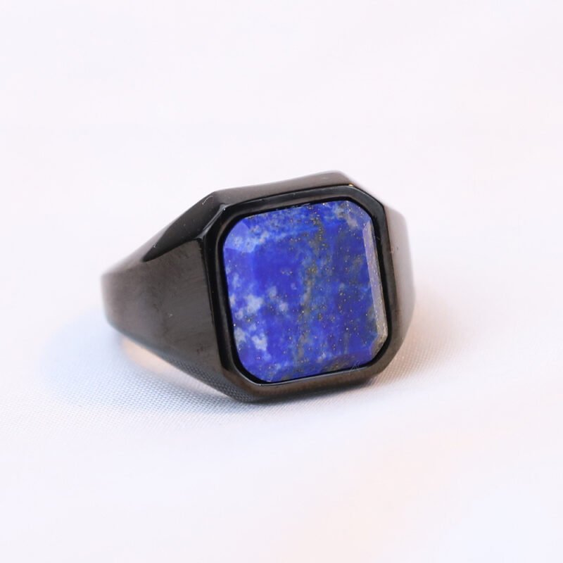 Geometric 22MM Square Lapis Stainless Steel Ring - Image 8